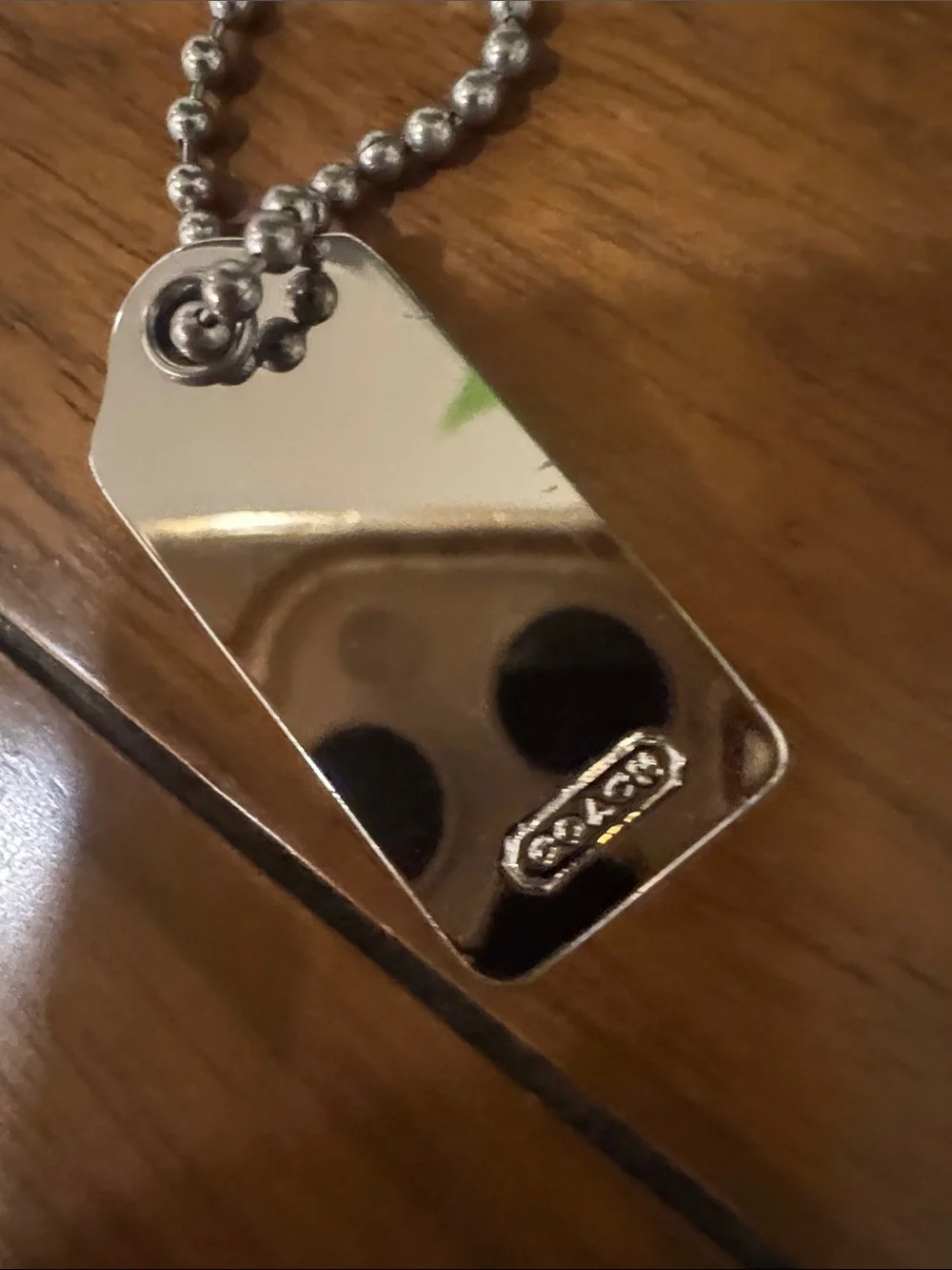 Coach Silver Metal Dog Tag Keychain